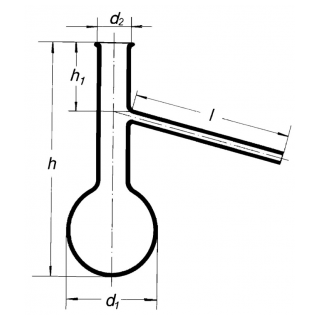 Baňka frakční s trubicí natavenou uprostřed, SIMAX