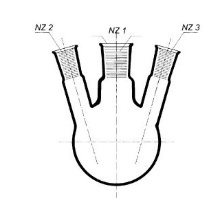 Baňka destilační, NZ, 2 postranní tubusy 20° NZ , SIMAX