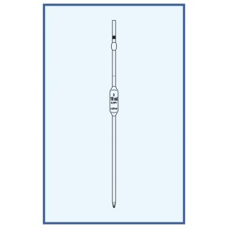 Pipeta nedělená, tř. B, 1 ryska, rozšířené provedení, bezpečnostní banička