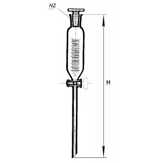 Nálevka přikapávací válcovitá se skleněnou zátkou, NZ, skleněný kohout, s graduací, SIMAX