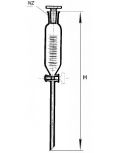 Nálevka přikapávací válcovitá se skleněnou zátkou, NZ, skleněný kohout, s graduací, SIMAX