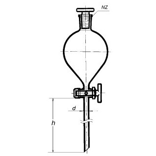 Nálevka dělící kulovitá se skleněnou zátkou, NZ, skleněný kohout, SIMAX