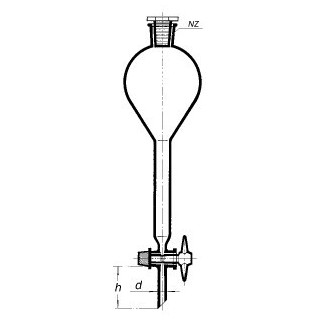 Nálevka dělící dle Gilsona s plastovou zátkou, NZ 19/26, PTFE kohout, SIMAX