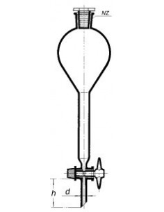 Nálevka dělící dle Gilsona s plastovou zátkou, NZ 19/26, PTFE kohout, SIMAX