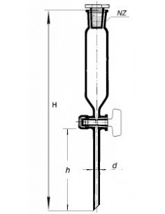 Nálevka přikapávací válcovitá se skleněnou zátkou, NZ, skleněný kohout, SIMAX
