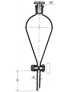 Nálevka dělící dle Squibba s plastovou zátkou, NZ, PTFE kohout, SIMAX