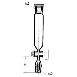 Nálevka dělící válcovitá se skleněnou zátkou, NZ, skleněný kohout, SIMAX