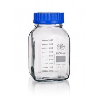 Láhev reagenční hranatá, s modrým uzávěrem, GL 80, SIMAX