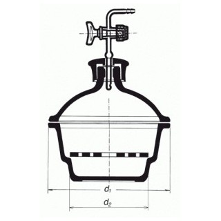 Exsikátor s plastovým hmatníkem a skleněným kohoutem,  SIMAX
