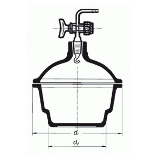 Exsikátor s tubusem NZ 24/29 a kohoutem,  SIMAX