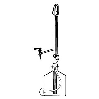 Byreta automatická dle Pelleta s výpustným a přepouštěcím kohoutem, tř. B, včetně lahve a balonku, SIMAX