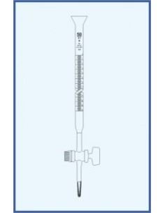 Byreta, tř. B, přímý kohout, skleněné kladívko, s rozšířeným kalichem