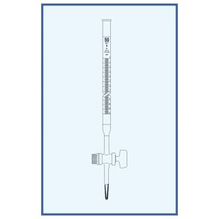 Byreta, tř. B, se Schellbachovým pruhem, přímý kohout, skleněné kladívko