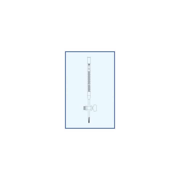 Byreta, tř. B, se Schellbachovým pruhem, přímý kohout, skleněné kladívko
