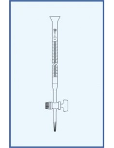 Byreta, tř. B, se Schellbachovým pruhem, přímý kohout, skleněné kladívko, s rozšířeným kalichem