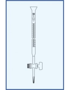 Byreta, tř. AS, přímý kohout, skleněné kladívko, s rozšířeným kalichem