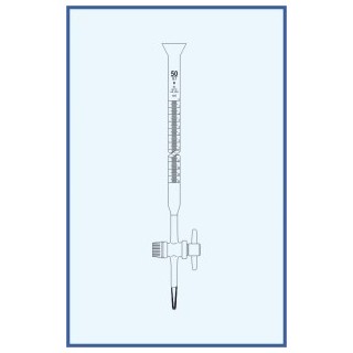 Byreta, tř. B, přímý kohout, teflonové kladívko, s rozšířeným kalichem