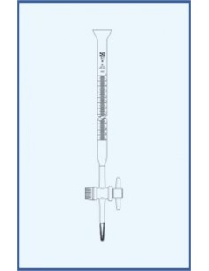 Byreta, tř. B, přímý kohout, teflonové kladívko, s rozšířeným kalichem