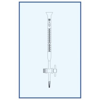Byreta, tř. AS, přímý kohout, teflonové kladívko, s rozšířeným kalichem