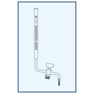Byreta, tř. B, postranní kohout, skleněné kladívko