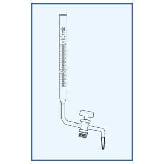 Byreta, tř. AS, postranní kohout, skleněné kladívko