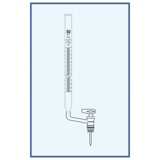 Byreta, tř. AS, boční kohout, skleněné boční kladívko