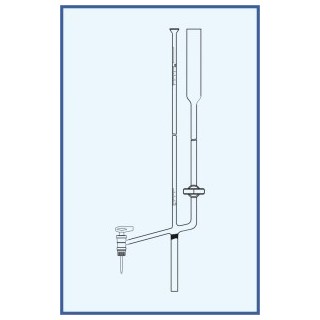 Mikrobyreta dle Banga, tř. AS, boční kohout, skleněné kladívko, přepouštěcí kohout, skleněné kladívko