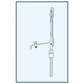 Byreta automatická dle Pelleta, tř. B, se Schellbachovým pruhem, výpustný kohout, skleněné kladívko