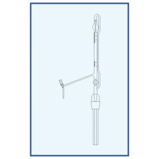 Byreta automatická dle Pelleta, tř. AS, teflonový ventil, přepouštěcí kohout, skleněné kladívko