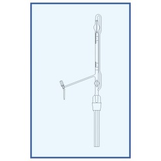 Byreta automatická dle Pelleta, tř. AS, se Schellbachovým pruhem, teflonový ventil, přepouštěcí kohout, skleněné kladívko