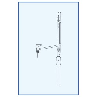 Byreta automatická dle Pelleta, tř. B, boční kohout, boční skleněné kladívko, přepouštěcí kohout, skleněné kladívko