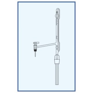 Byreta automatická dle Pelleta, tř. AS, boční kohout, boční skleněné kladívko, přepouštěcí kohout, skleněné kladívko